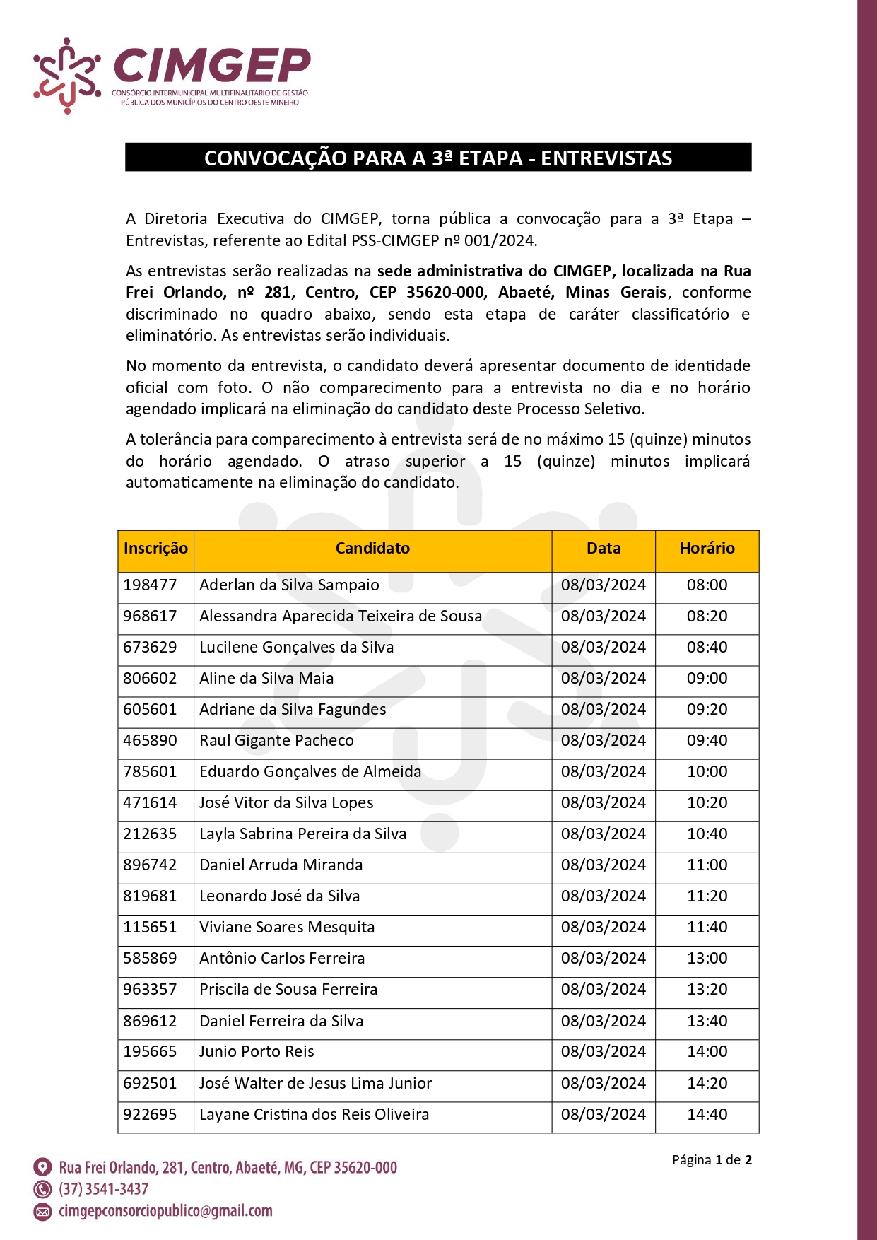 Convocacao 3ª Etapa Entrevista Edital 001 2024 PSS CIMGEP 1 assinado 1 page 0001